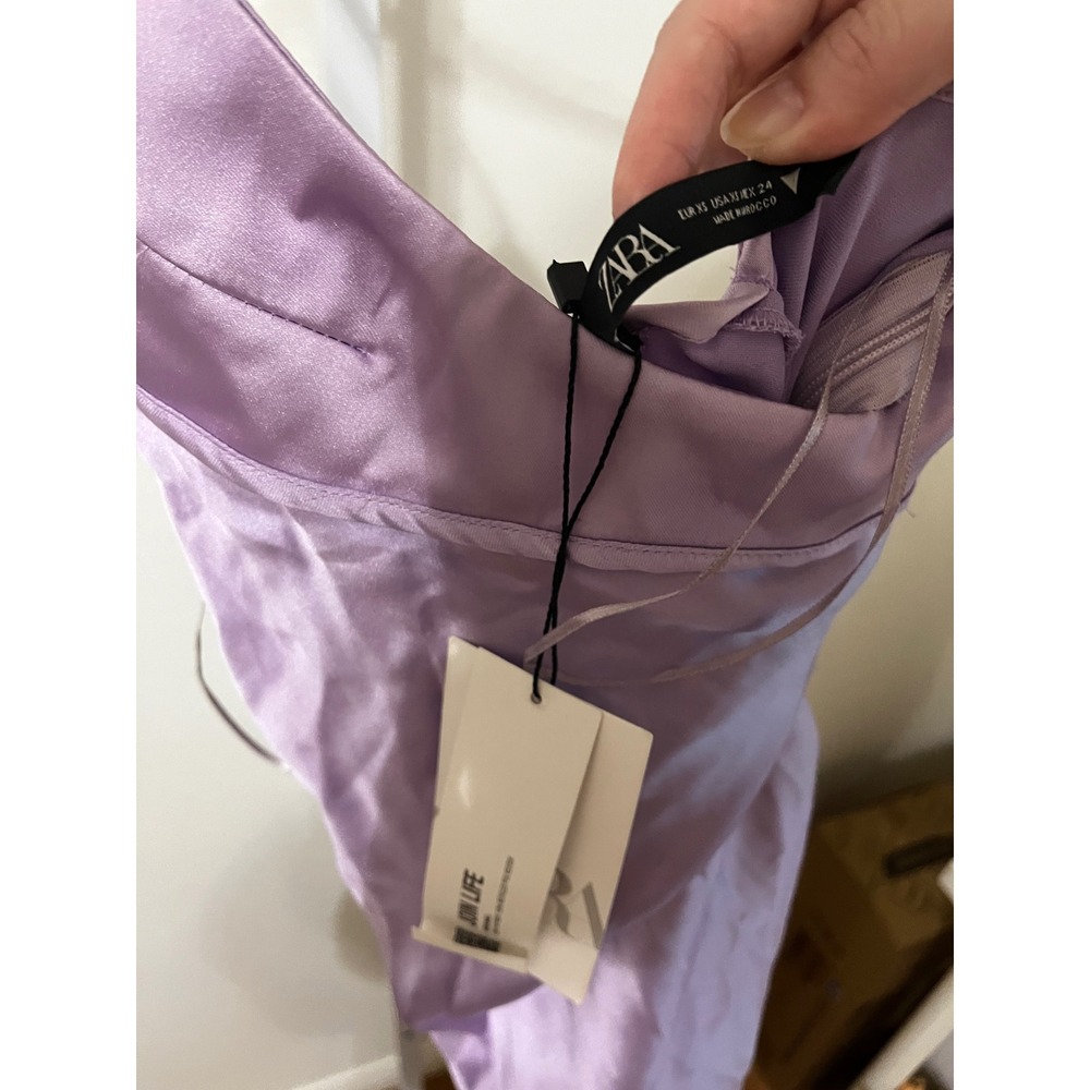 NWT Zara Lilac Purple Satin Strappy Slip Midi Dress Straps Women 3304 361 XS - Picture 8 of 8